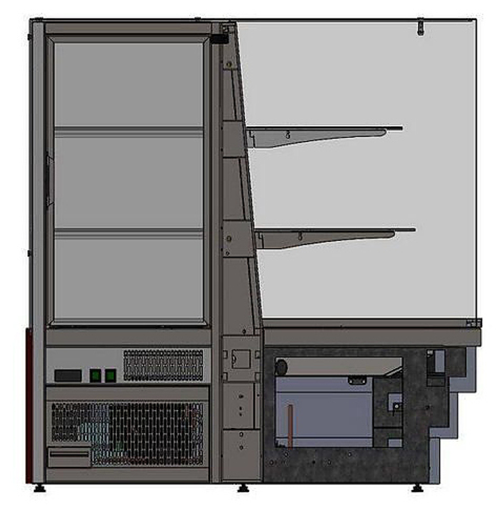 Модуль правый витрины кондитерской угловой Refettorio Crystal RKCU21A R с 2 полками