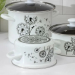 Набор эмалированной посуды 6 пр, кастрюли 1.9,2.5,5 л, Керчь, Адажио 5-1 Люкс, бел