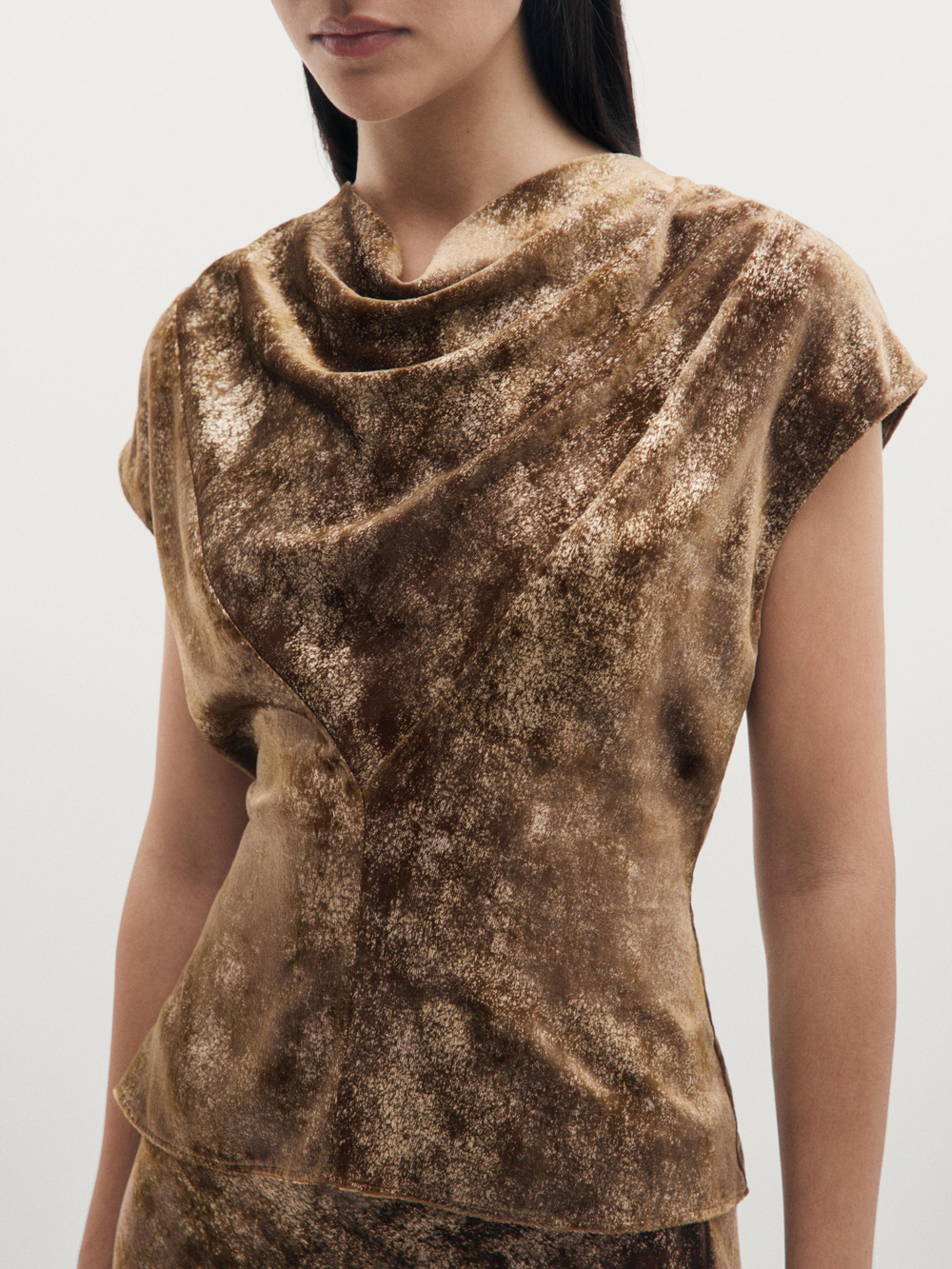 Massimo Dutti Струящийся топ, цвет жженого апельсина