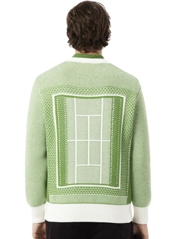 Мужская теннисная кофта Lacoste Court Graphic - green/white