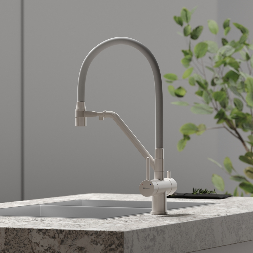 Смеситель для кухни Sancos Dora с гибким изливом, цвет матовый белый/белый, арт. SC4003MW