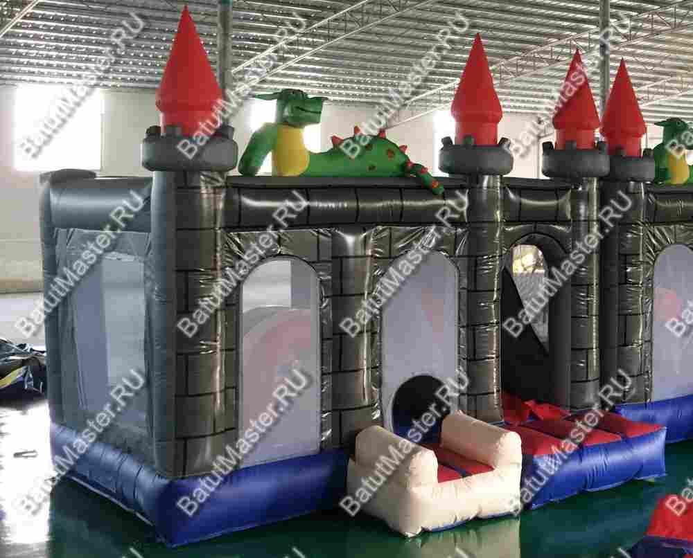 Коммерческий надувной батут "Драконий замок", размер 4*4*4 м
