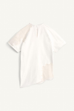 ZARA ФУТБОЛКА С КРУЖЕВНОЙ ОТДЕЛКОЙ - LIMITED EDITION, ЭКРЮ