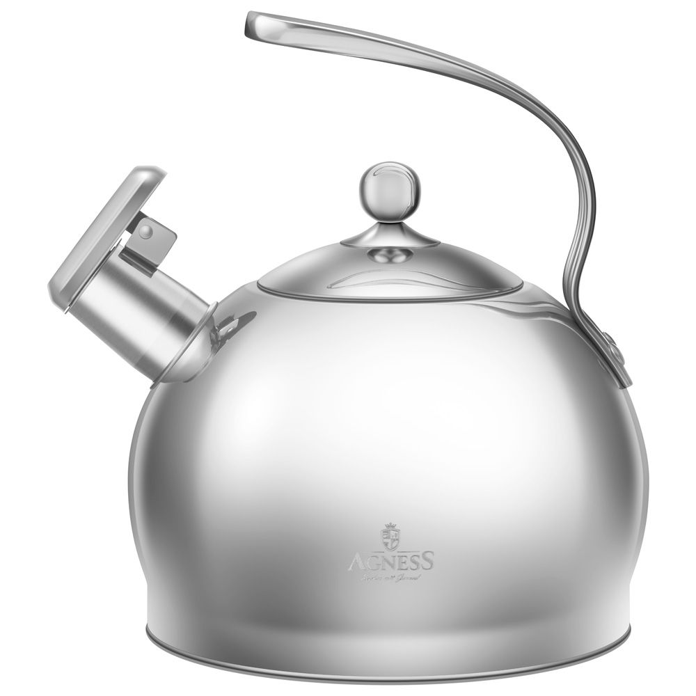 ЧАЙНИК AGNESS СО СВИСТКОМ 3,2Л, ТЕРМОАККУМУЛИРУЮЩЕЕ ДНО, 304 СТАЛЬ, ИНДУКЦИЯ