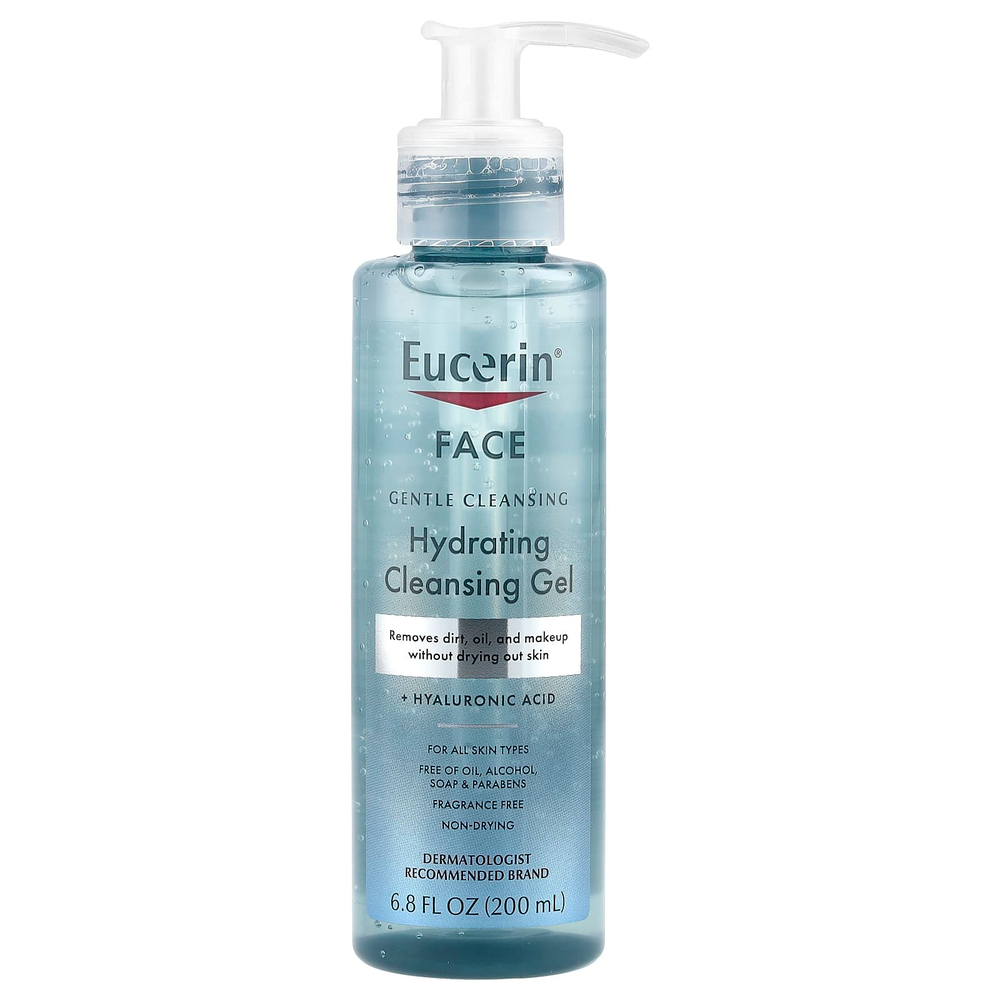 Eucerin, увлажняющий очищающий гель для лица с гиалуроновой кислотой, без отдушки, 200 мл (6,8 жидк. унции)