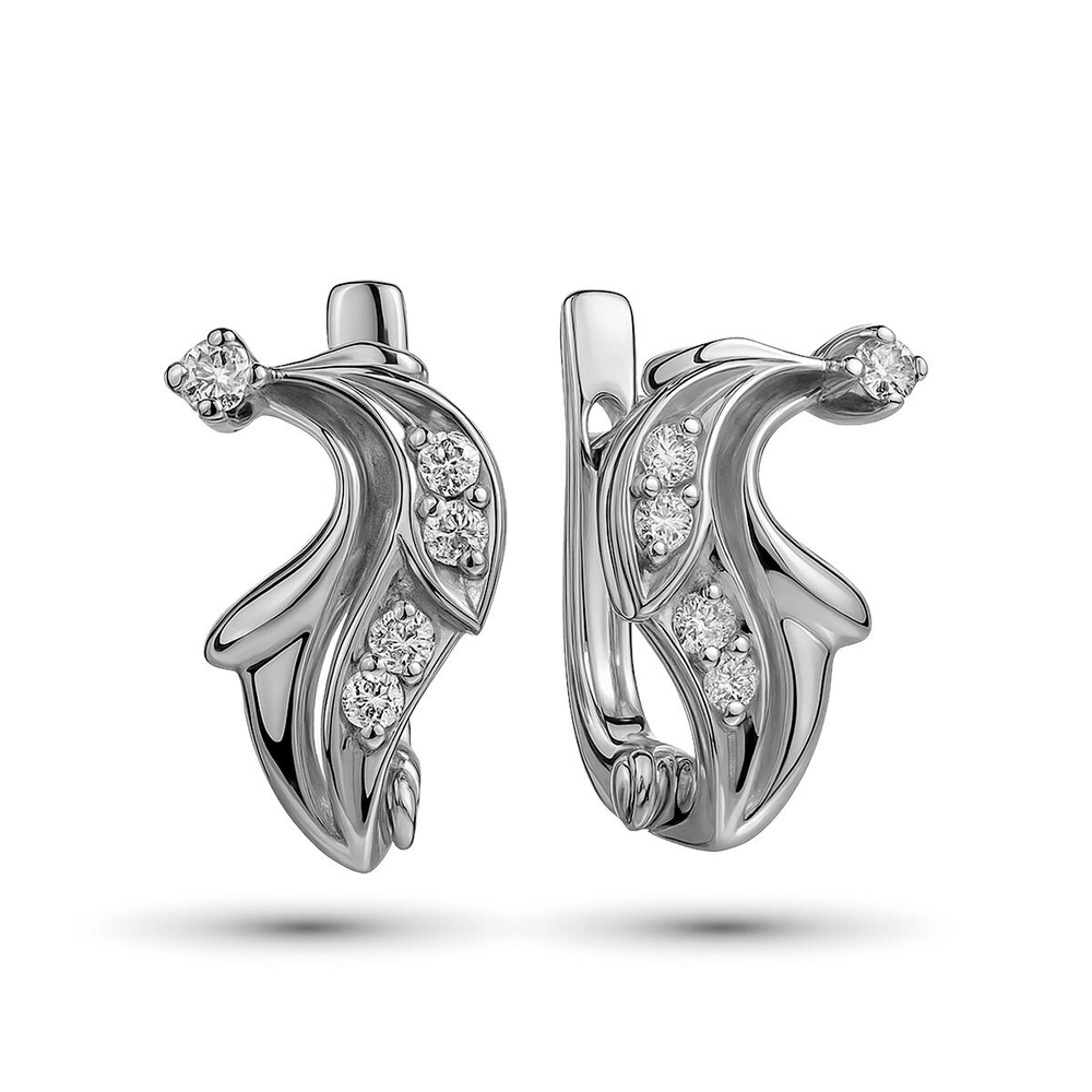 Серьги из белого золота 585 пробы с бриллиантами