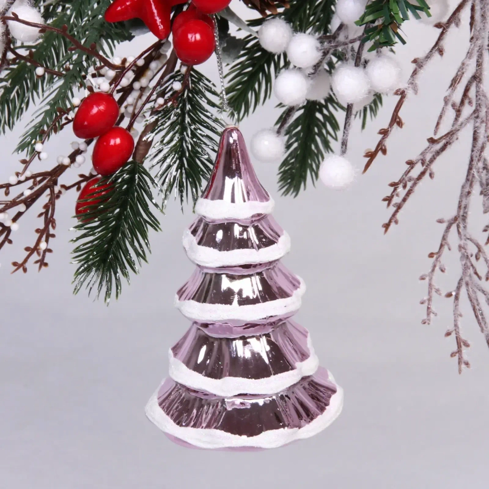 Ёлочная игрушка «Сказочная ёлка» 7*7*11,5 см, розовый