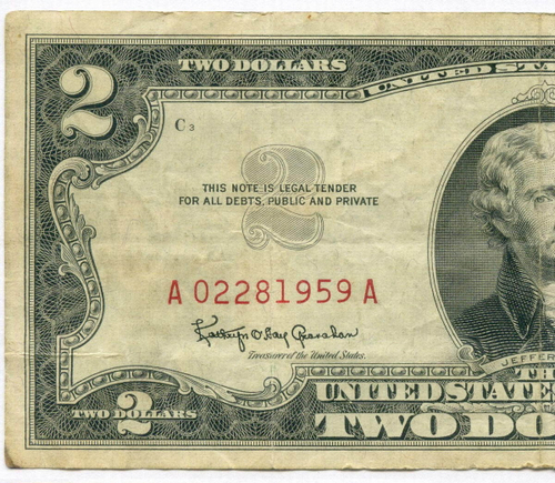 Банкнота США 2 доллара 1963 A 02281959 A. G-