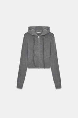 ZARA УКОРОЧЕННАЯ ТОЛСТОВКА, СЕРЫЙ МЕЛАНЖ