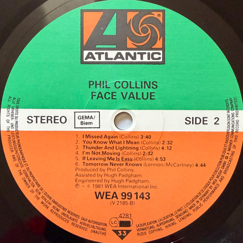 Phil Collins - Face Value (Германия 1988г.)