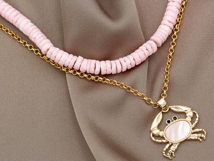 Нить бусин из ракушек 6мм (цвет розовый)