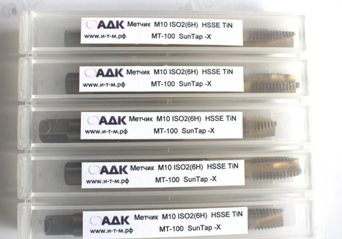 Метчик  M10 DIN371 ISO2(6H)  HSSE TiN MT-100  SunTap -X
