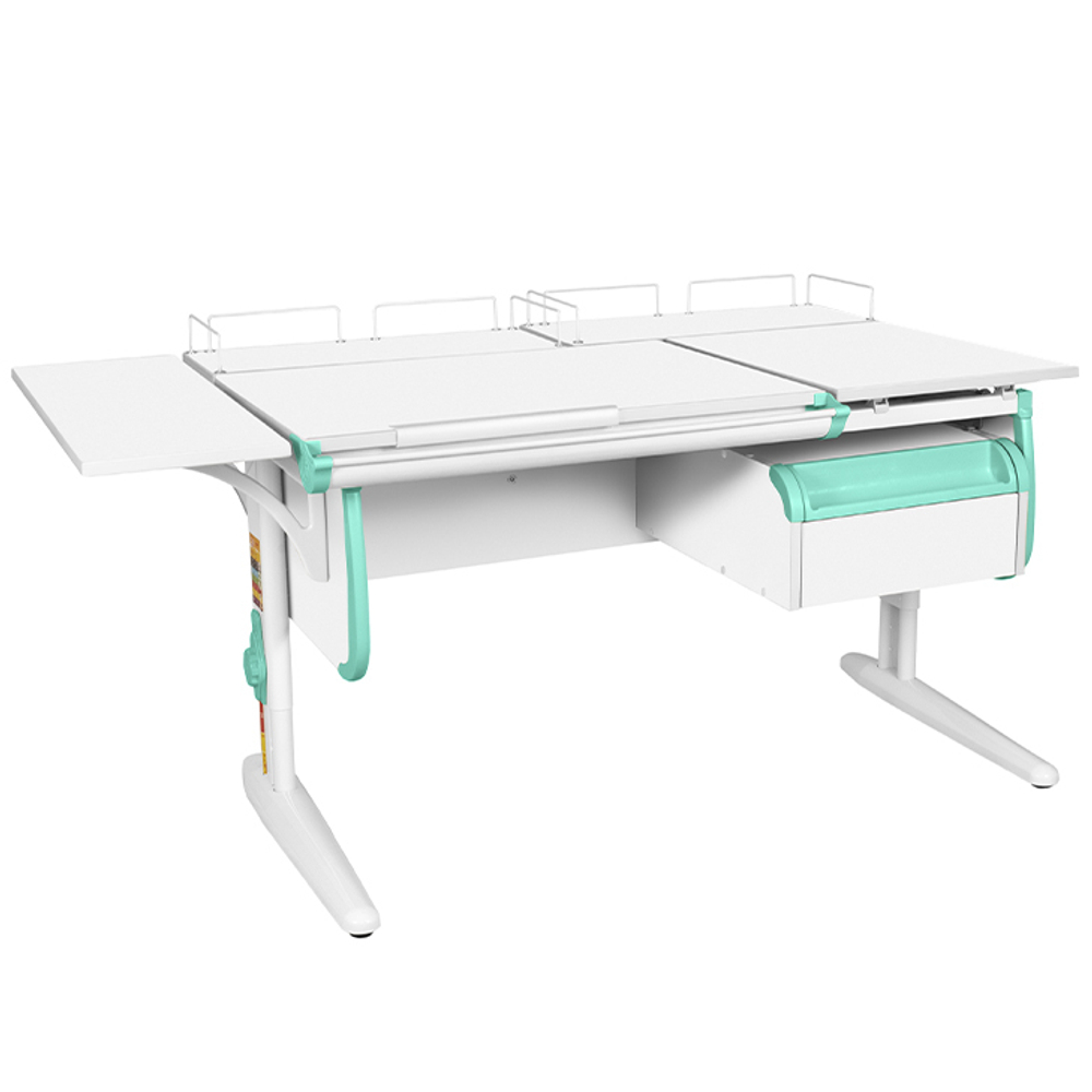 Растущая парта с навесной тумбой, задними и боковой полками Дэми СУТ 25-05-Б1 (1500×880 мм)