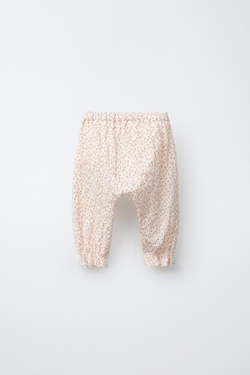 ZARA БРЮКИ-ДЖОГГЕРЫ С ЦВЕТОЧНОЙ ТЕКСТУРОЙ, ЭКРЮ