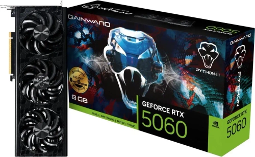 Видеокарта Gainward GeForce RTX 5060 Python III OC, 8Gb/128bit GDDR7, HDMIx1+3xDP, PCIe5.0