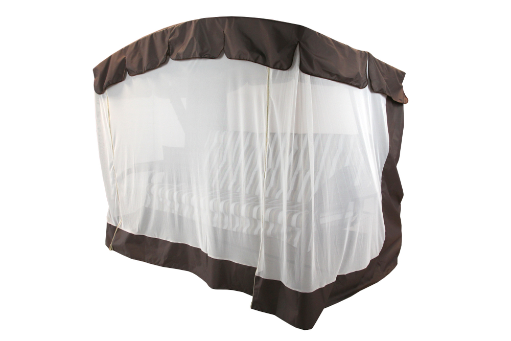 Качели садовые OLSA 4-х местные Саванна-2(каркас коричневый, м/э разноцветный рис.полоска)2 уп.