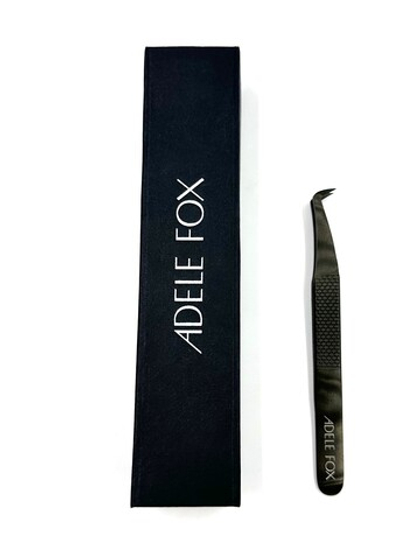 Пинцет ADELE FOX BLACK тип "топорик" со скошенной пяточкой (с орнаментом), (S-2)