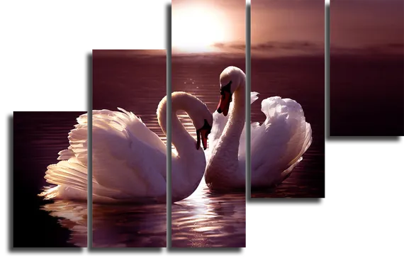 Модульная картина "Пара лебедей"