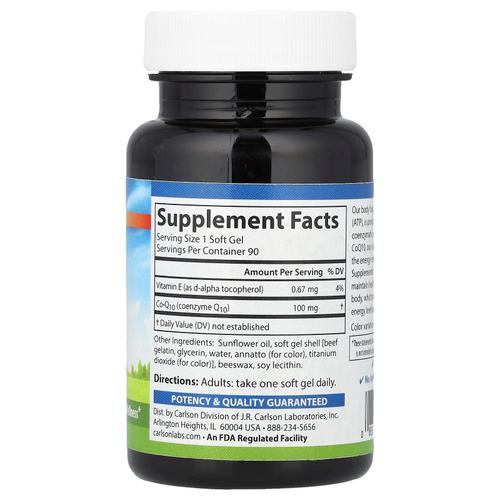 Carlson, CoQ10, 100 мг, 90 мягких таблеток