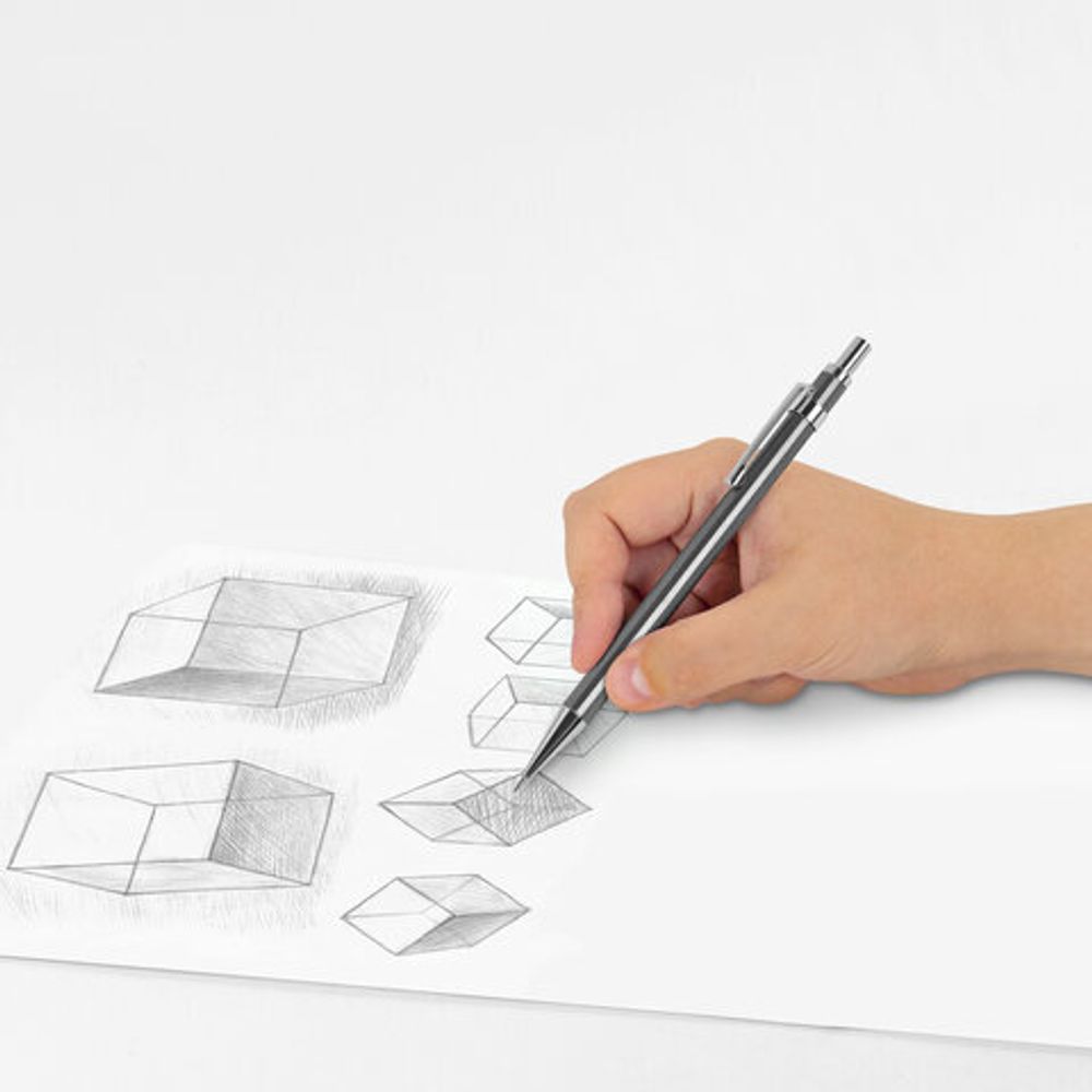 Карандаш механический 0,5 мм + грифели HB 12 штук на блистере, BRAUBERG "CHROME", 181969