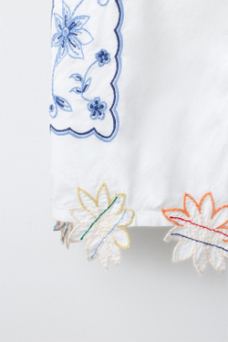 ZARA ТОП С ВЫШИВКОЙ ПЭЧВОРК, ЭКРЮ