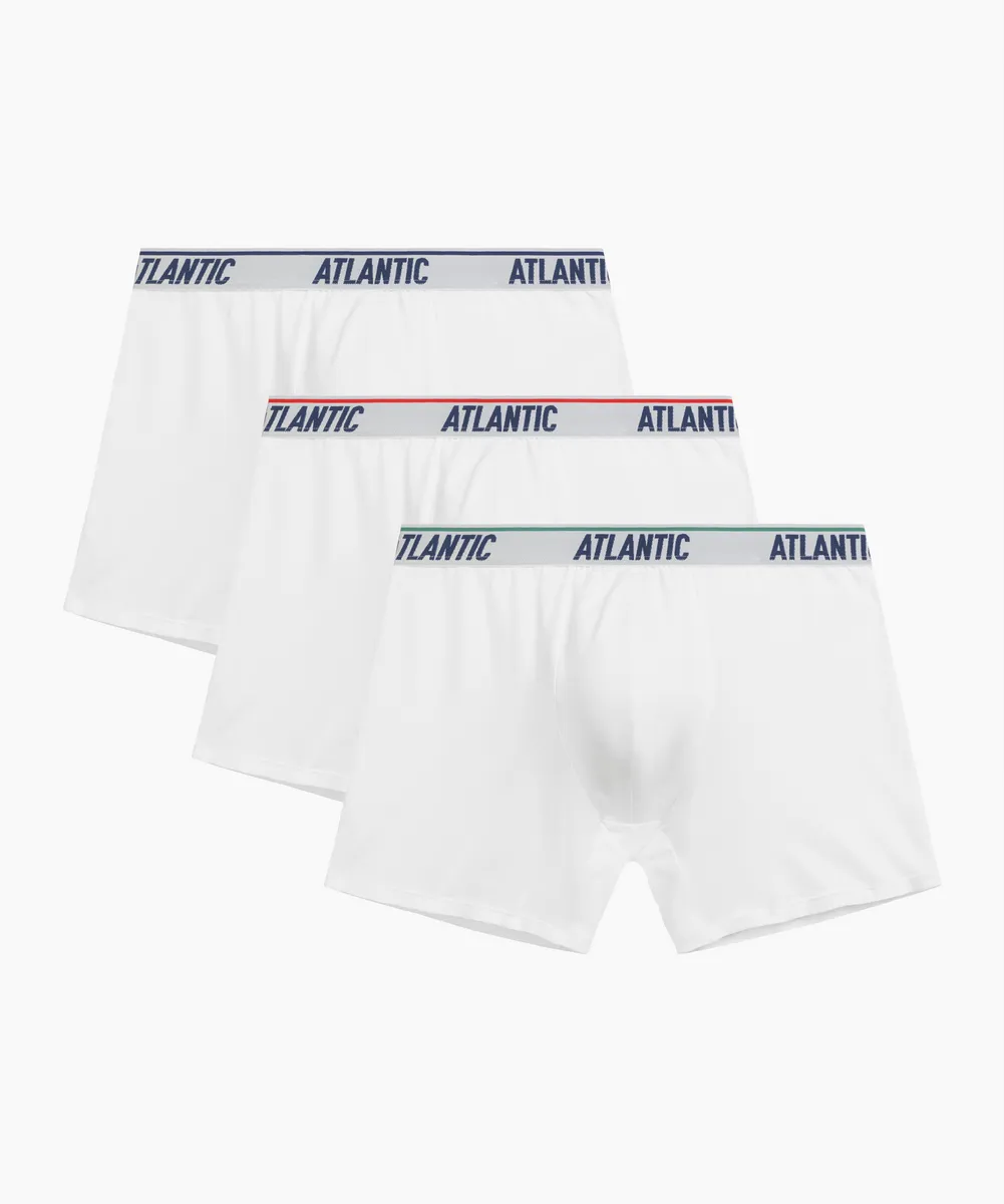 Мужские трусы шорты удлиненные Atlantic, набор 3 шт., хлопок, белые, 3MH-237