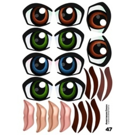 Наклейки "Глаза. Рты №47", 5 компл. на листе