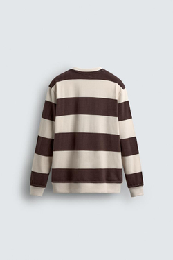 ZARA ТОЛСТОВКА В ПОЛОСКУ С КОНТРАСТОМ, КОРИЧНЕВЫЙ/ЭКРЮ