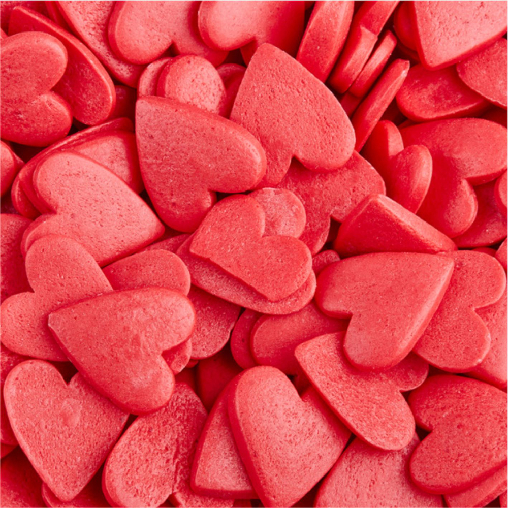 Посыпка кондитерская декоративная "Большие красные сердечки, 1 см", Россия