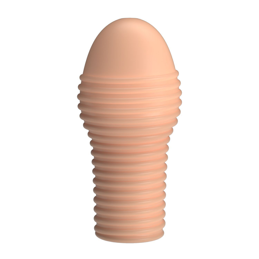 Телесная насадка на пенис с ребрышками Hoytt - 9 см. (Цвет: телесный)
