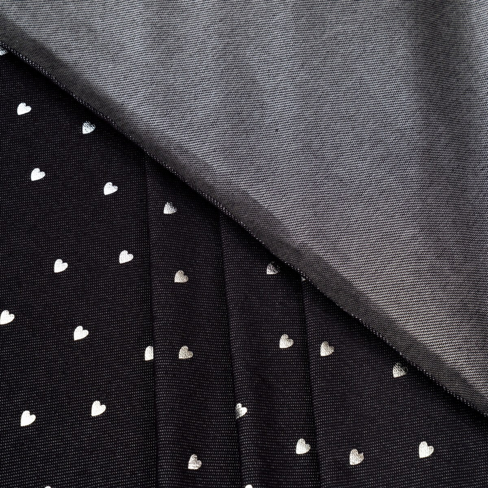 Джинс-трикотаж с рисунком, 70% Хлопок, 20% ПЭ, 10% ПУ(эластан), 205 гр/м2, чёрный/серый (3834)