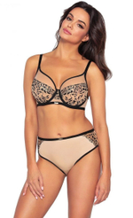 Трусики-слипы с изысканной вышивкой по бокам (Размер: XXXL) (Цвет: черный с бежевым)