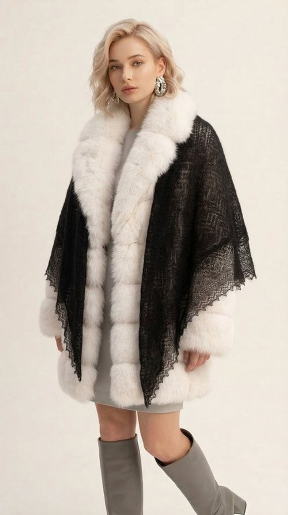 Оренбургский пуховый платок-паутинка А140-07 черный