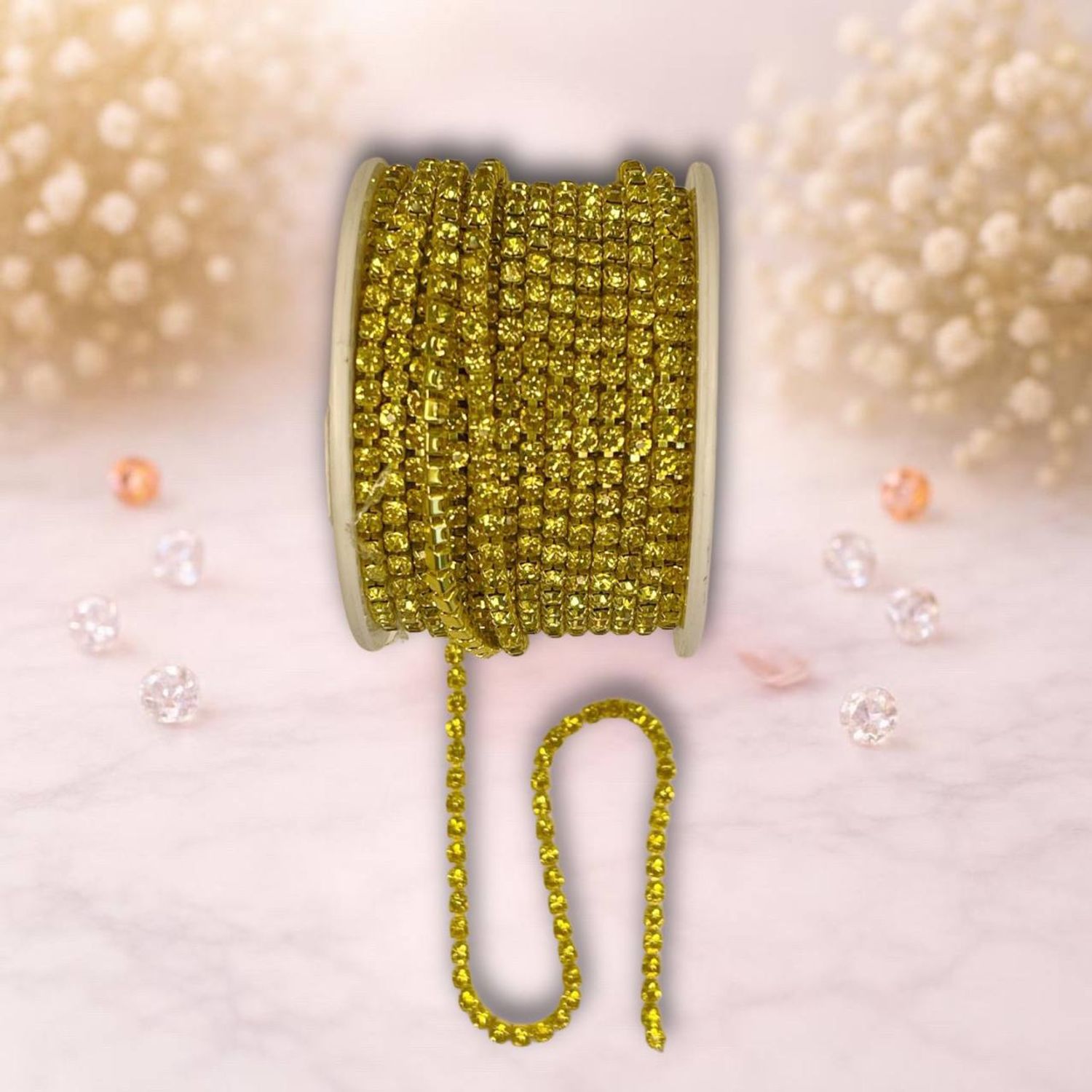 Стразовая лента 3мм цвет золото-желтый ( 1м)