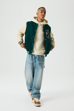 H&M Куртка-бомбер с вышивкой, зеленый