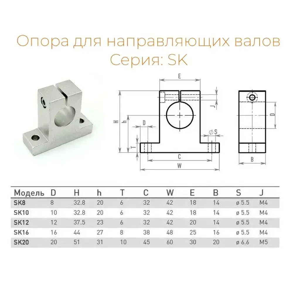 Опора (суппорт) для направляющих 10мм SK10 SH10A - 2 штуки