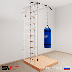 Шведская стенка Sv Sport усиленная 6347 (Турник рукоход/Канат/Лестница/Цепь/Мешок 30кг/Мат 1м)