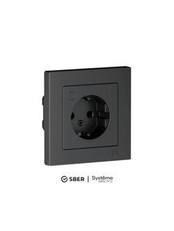 Розетка AtlasDesign Smart 16А L+N с заземл. защ. шторки Zigbee механизм карбон SE ATN001045Z