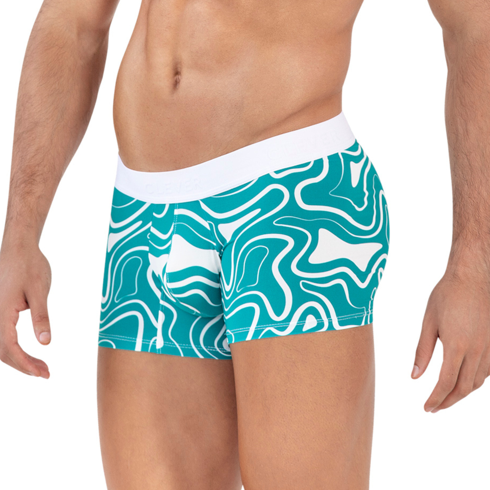 Мужские трусы хипсы бирюзовые с принтом Clever Moda DYNAMIC TRUNKS 163710