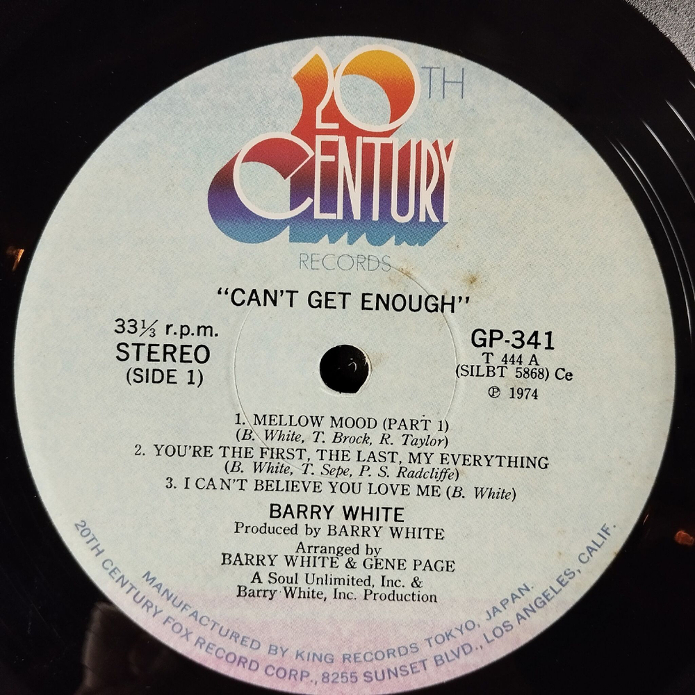 Винтажная виниловая пластинка LP Barry White Can't Get Enough (Japan 1974) (Obi) You're The First, The Last, My Everything