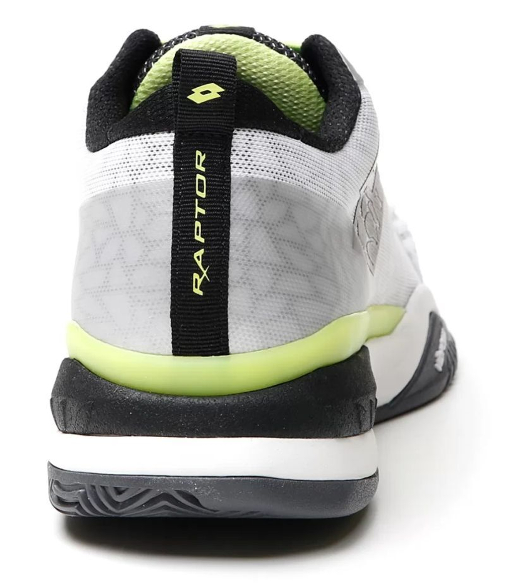 Мужские кроссовки теннисные Lotto Raptor Hyperpulse 100 Clay - all white/all black/sharp green