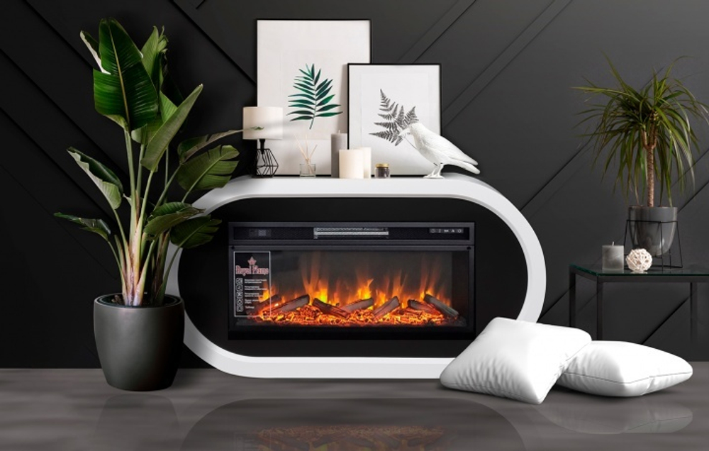 Каминокомплект Ellips - Белый с черным (ширина 1450 мм) с очагом Vision 42 LED