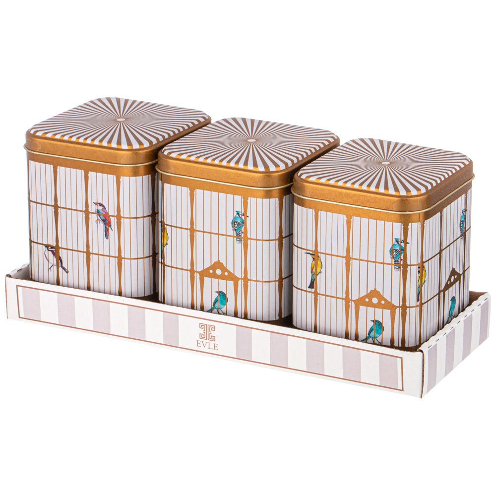 НАБОР ЕМКОСТЕЙ ДЛЯ ХРАНЕНИЯ "PARADISE BIRD" ИЗ 3-Х ШТУК, 9Х9Х12,5 СМ, 1Л