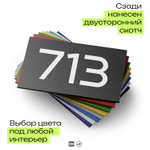 Номер на дверь 713, табличка на дверь для офиса, квартиры, кабинета, аудитории, склада, черная 120х70 мм, Айдентика Технолоджи