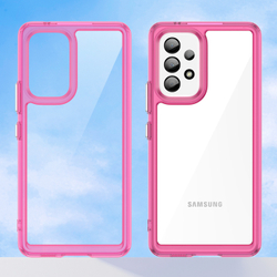 Усиленный защитный чехол с рамками розового цвета на смартфон Samsung Galaxy A53 5G, мягкий отклик кнопок