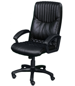 Фортуна 5(8) Кресло для руководителя (кожзам черный, пластиковое пятилучие, подлокотник черный пластик)