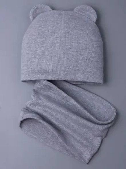 Шапка с ушками для малышей и снуд осенние