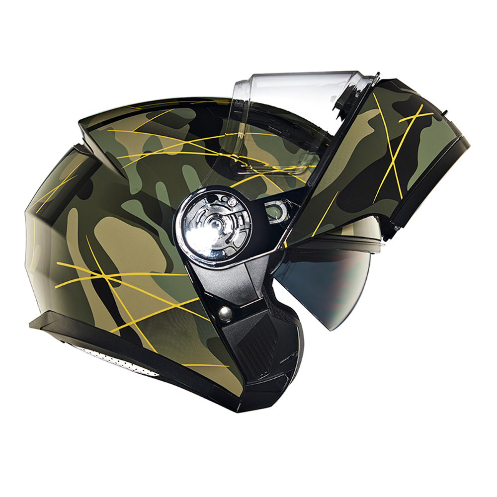 Шлем интеграл Royal Enfield, цвет - камуфляж-зеленый, размер - XL (620 мм), арт. RRGHEP000598 (HESS22015GLOSS BLACK)