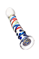 Фаллос стеклянный Sexus Glass, 18 см – рельефные волны и точки