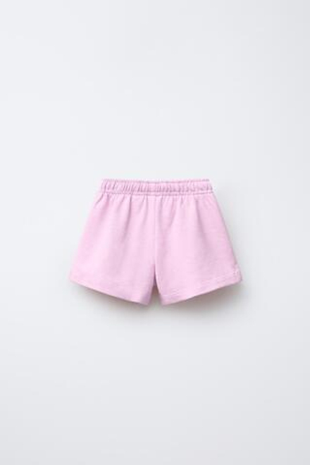ZARA ШОРТЫ С ЛАМПАСАМИ, ЦВЕТ РОЗОВОГО МЕЛА